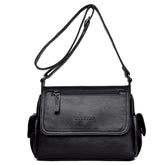 Sacmill Ladies Soft Crossbody Bags Multi-Pocket Leather Lightweight Shoulder Handbags for Women with Adjustable Shoulder Strap